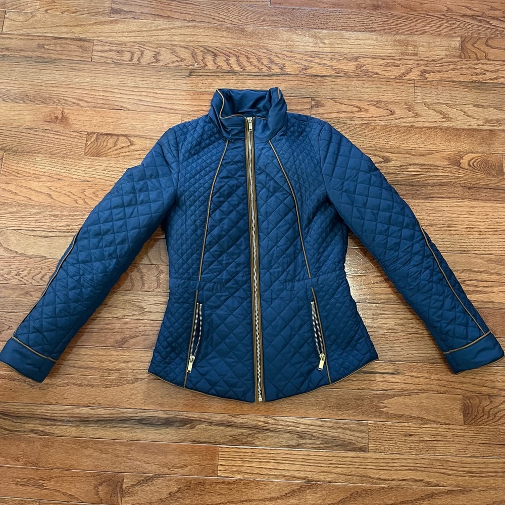 H&M blue quilted jacket size 4